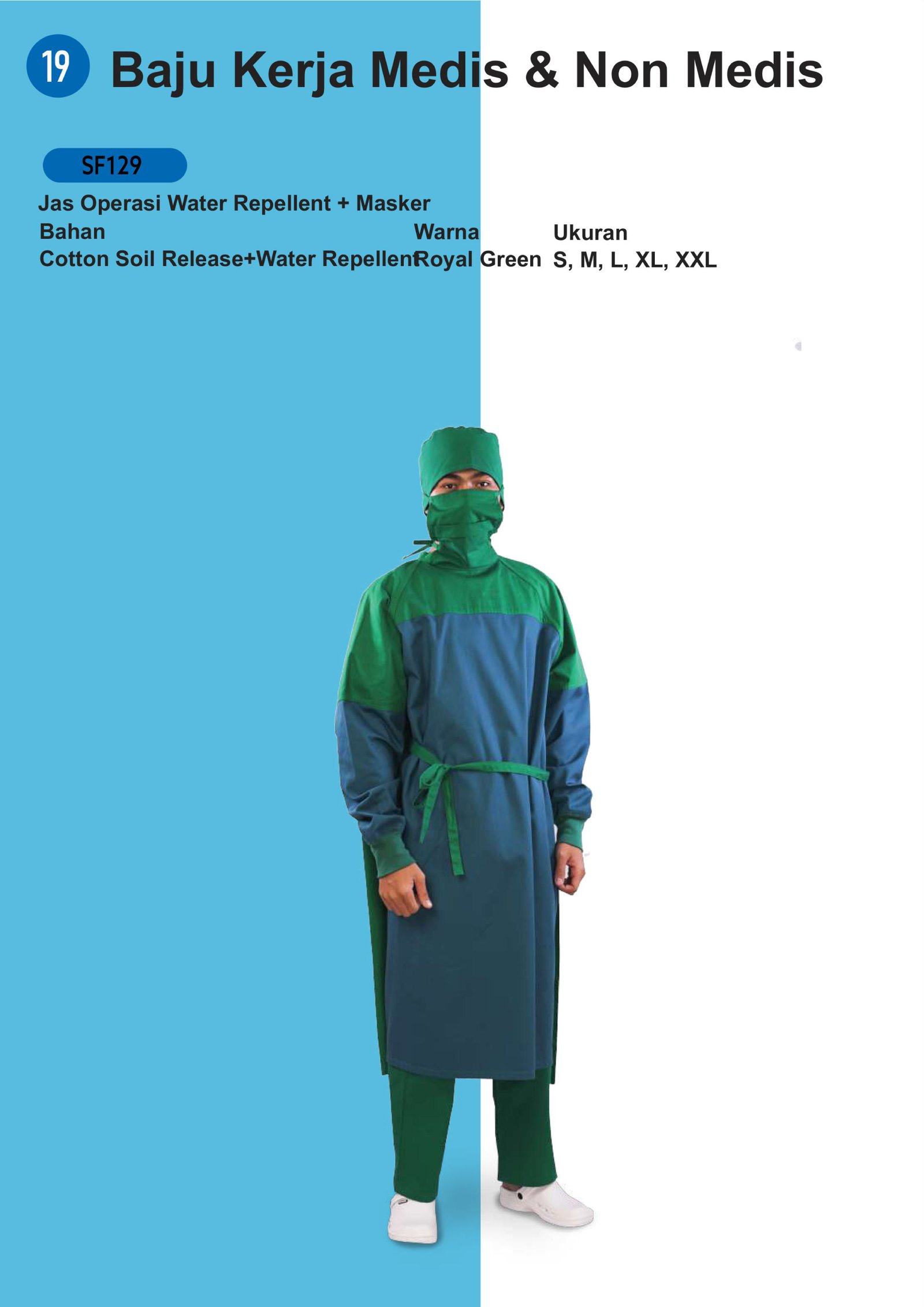 Jas Operasi Water Repellent + Masker